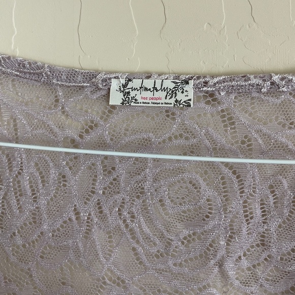 Free People Women In My Head Sheer Lace Square Neck Bodysuit Lavender Small - Picture 8 of 11